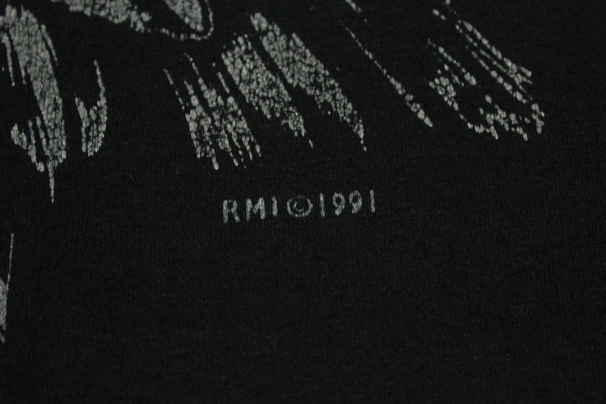 Washington Vintage 1991 Howling Wolves Sick 90's Faded Black Single Stitch T-Shirt