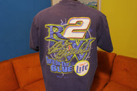 Rusty Wallace Vintage Nascar T-Shirt Miller Lite Blue Thunder #2 Men's Large L