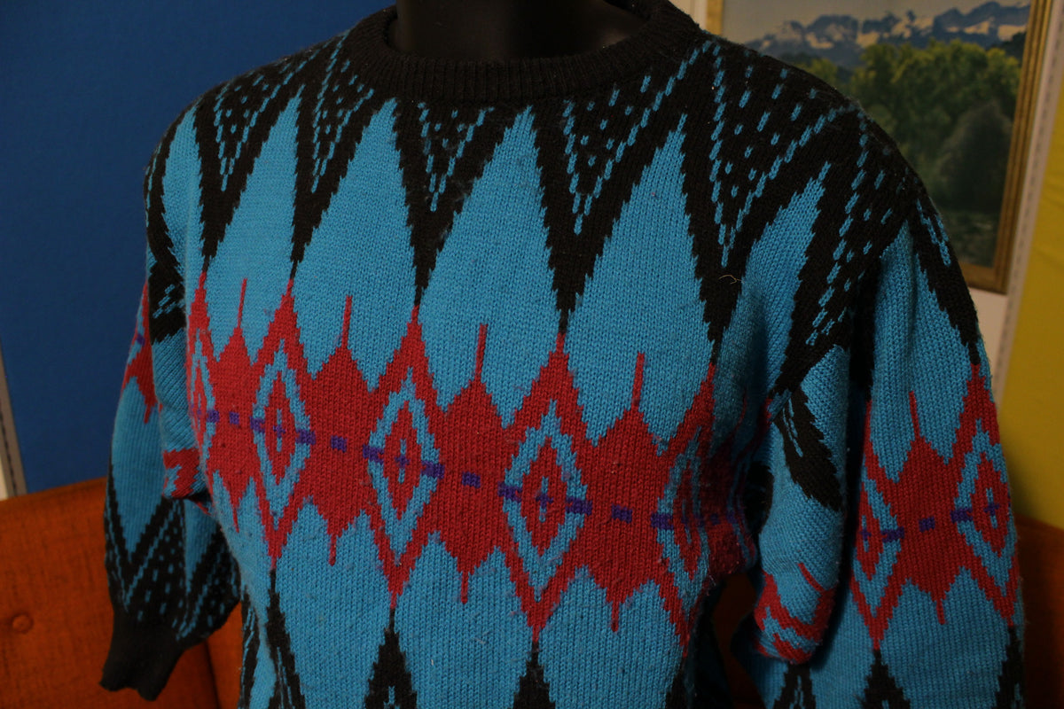Vintage 90's Crazy Print Aztec Sweater Loud Style Biggie Cosby Hip Hop