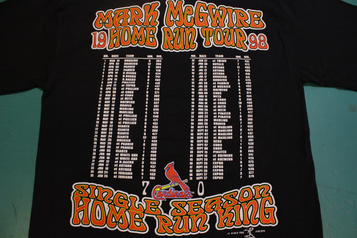Mark McGwire Home Run Tour 1998 Deadstock 90's Vintage Double Sided T-Shirt