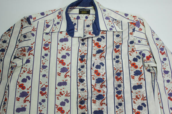 Van Heusen Double Identity Vintage 70's Disco Floral Print Button Up Shirt