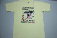 Deep Fish Wiggle Your Worm Vintage 80's Funny Fishing Single Stitch T-Shirt