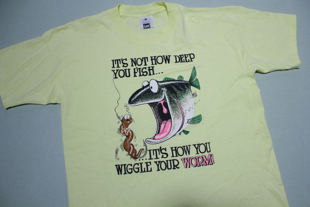 Deep Fish Wiggle Your Worm Vintage 80's Funny Fishing Single Stitch T- – The Fuzzy Felt