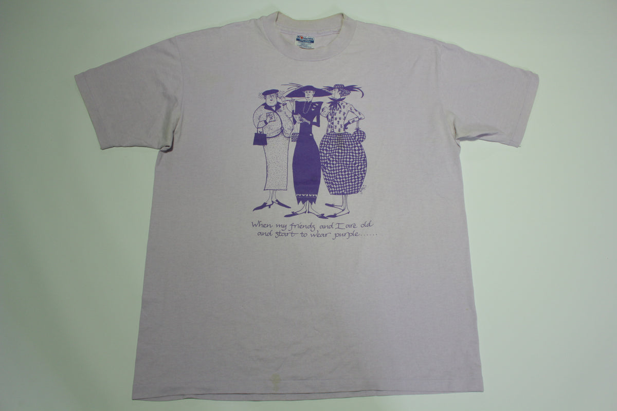 My Old Friends and I Wear Purple Vintage 80's Funny Hanes Single Stitch Made in USA T-Shirt