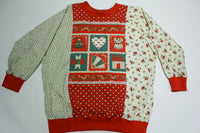 Ugly Homemade Quilt Grandma's Vintage 1990's Christmas Sweatshirt