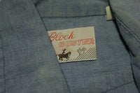 Block Buster Vintage Pearl Snap Western Denim Patchwork Chambray 70's Button Up Shirt