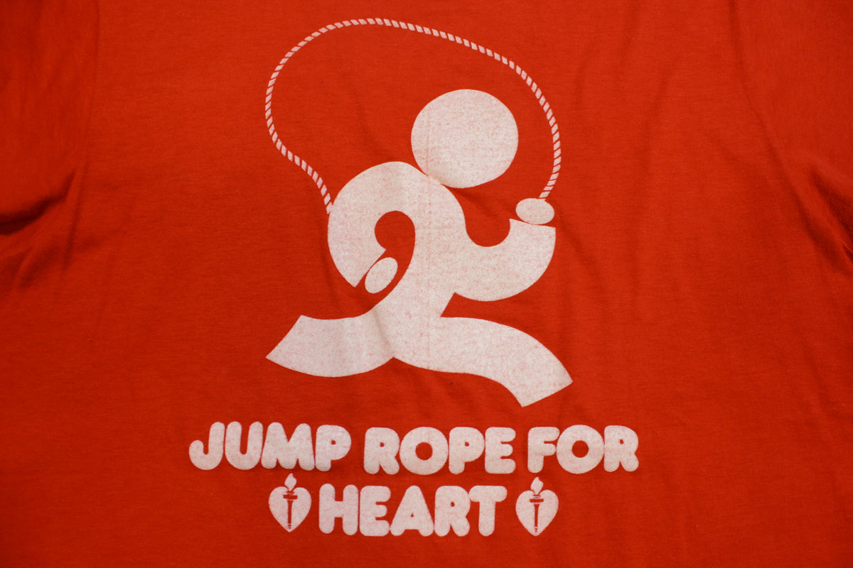 Jump Rope For Heart Hanes Fifty Fifty Vintage 70's Single Stitch USA T-Shirt