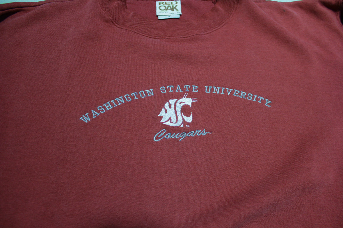 Washington State University WSU Cougars Embroidered 1990's Red Oak Vintage Sweatshirt