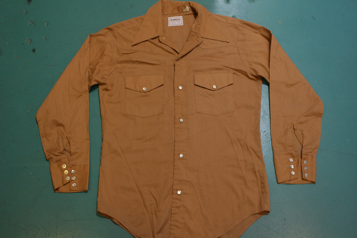 Ranch Perma Press Made IN USA Western Wear Pearl Snap Button Up 60's 70's Shirt