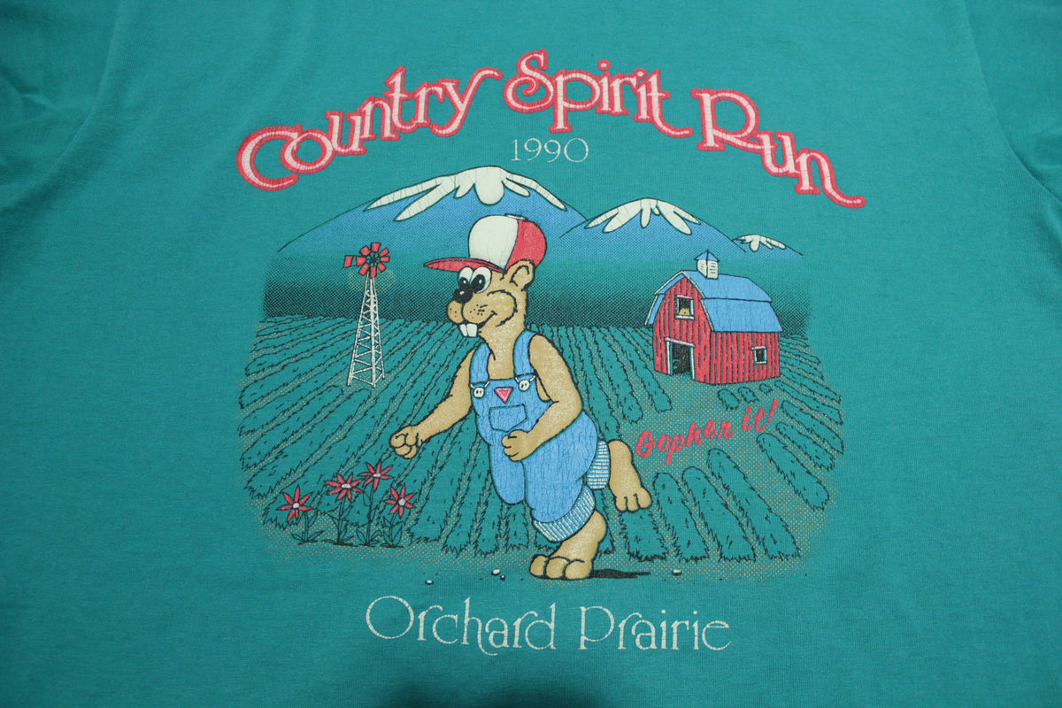 Country Spirit Run 1990  Gopher It. Vintage 90's Orchard Prairie Single Stitch T-Shirt