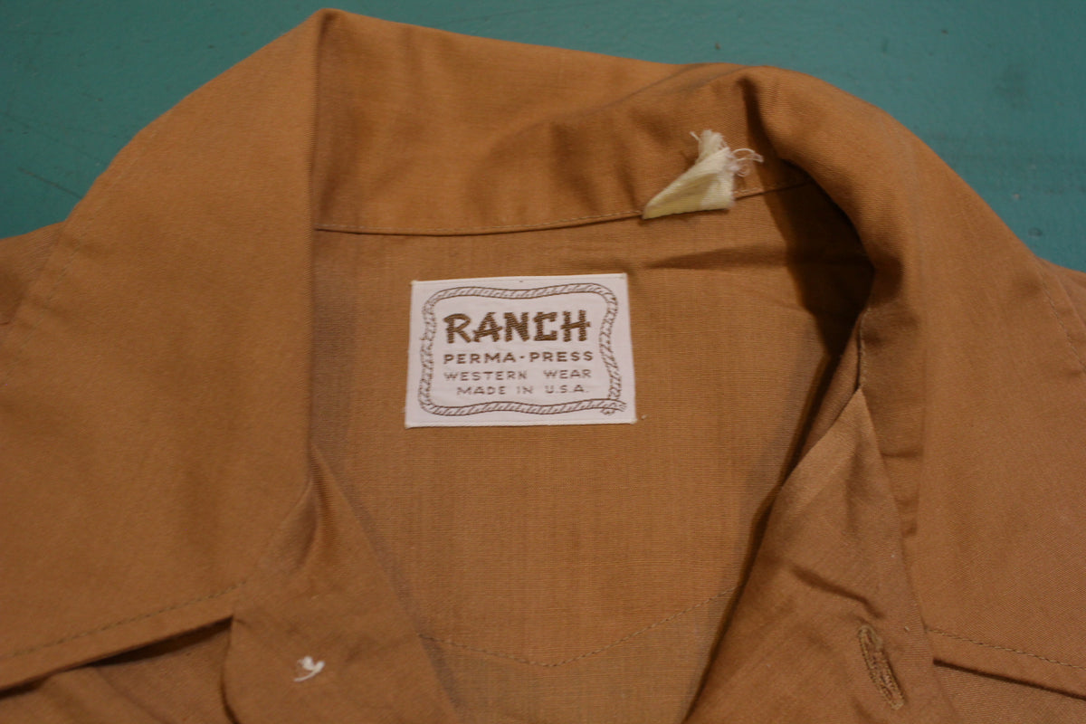 Ranch Perma Press Made IN USA Western Wear Pearl Snap Button Up 60's 70's Shirt