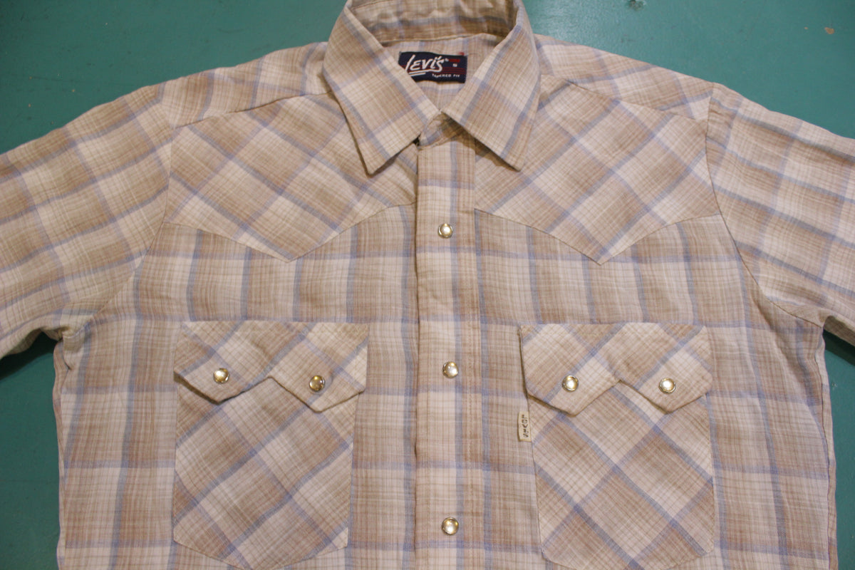 Levis Vintage 70's Tapered Fit Pearl Snap Button Up Western Disco Shirt