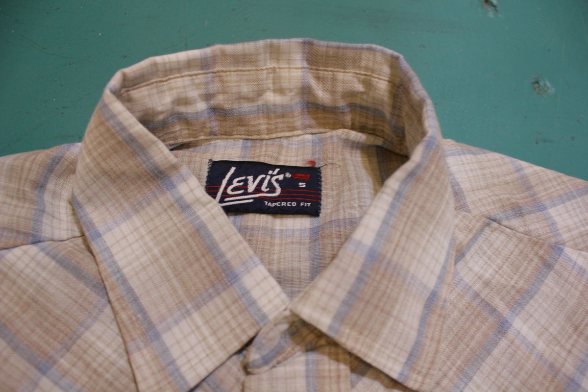 Levis Vintage 70's Tapered Fit Pearl Snap Button Up Western Disco Shirt