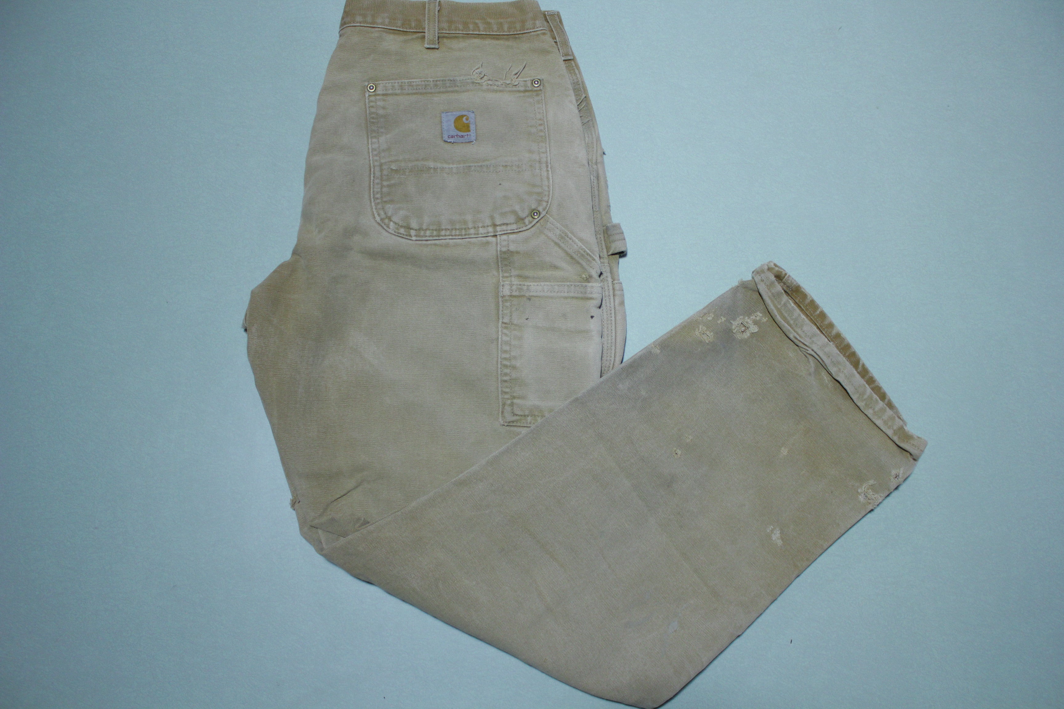 Carhartt B01 Double Knee BRN Washed Duck Work Pants Heavily