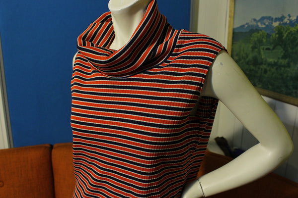 1960's Striped Turtle Neck Sleeveless Shirt