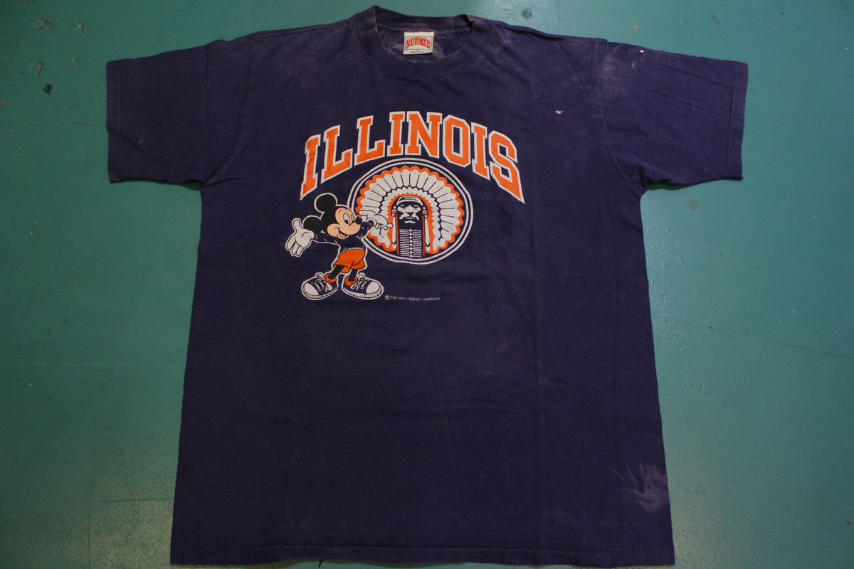 University of Illinois Disney Mickey Mouse Vintage 90's Nutmeg Mills USA T-Shirt