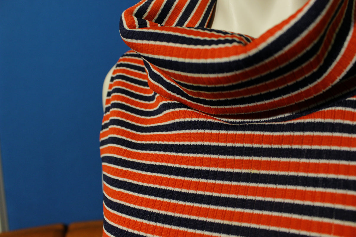 1960's Striped Turtle Neck Sleeveless Shirt