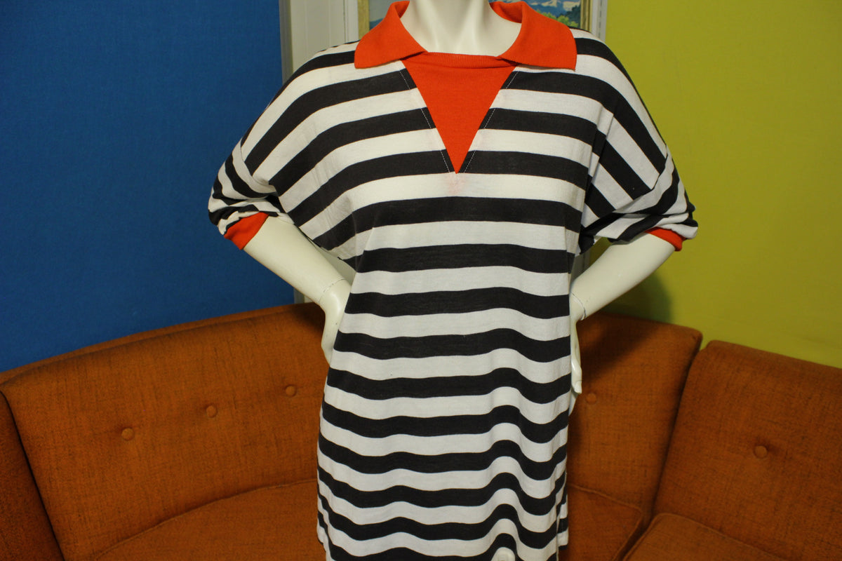 Golden Wings 80's Women's Striped Polo Ringer Shirt.  Made in USA XL