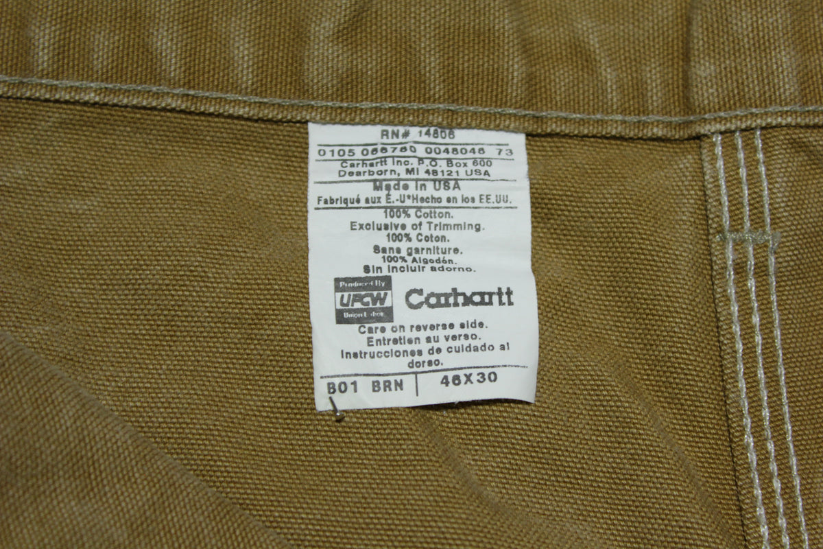 Carhartt B01 Double Knee BRN Washed Duck Work Pants Lightly Distressed USA Made