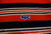 Izod Lacoste Blue Alligator Vintage 70s 80s Velour Designer Striped Sweater