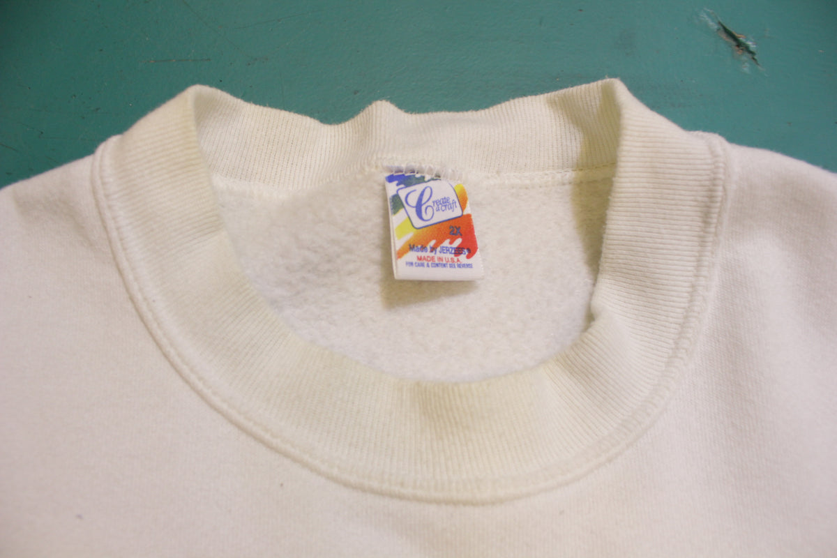 Taz Warner Bros Vintage Handmade Needle Point 80s Crewneck Sweatshirt