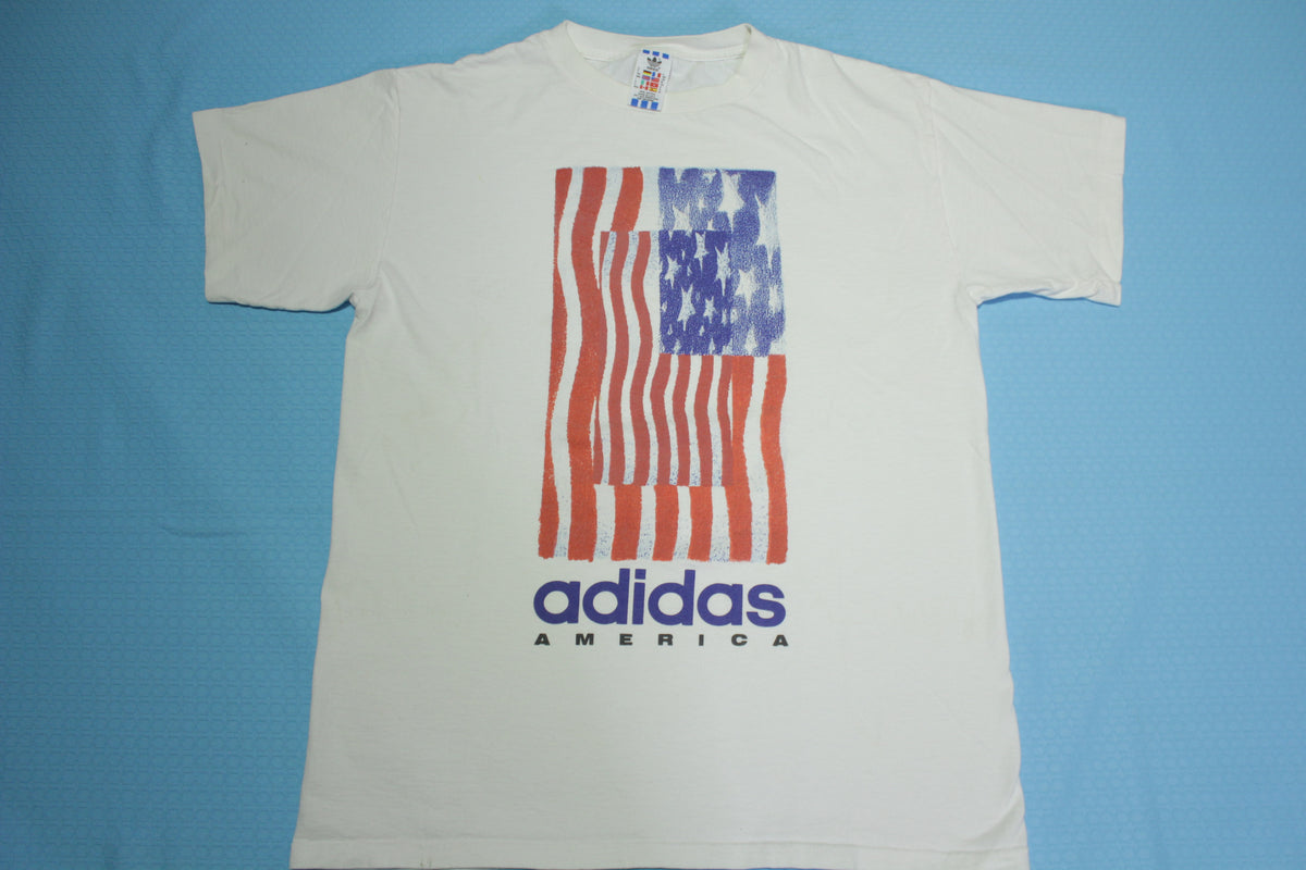 Adidas America Vintage 90's Made in USA Single Stitch Flag T-Shirt