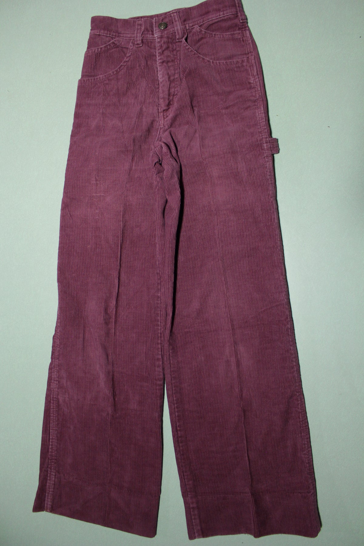 Lawman Corduroy Vintage 70's Talon 42 Bell Bottom Pink Purple Jeans / Utility  Western Pants