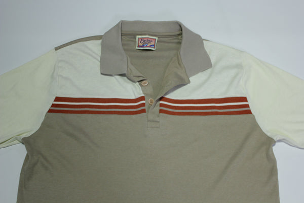 Encino Vintage 80's California Striped Golf Polo Shirt
