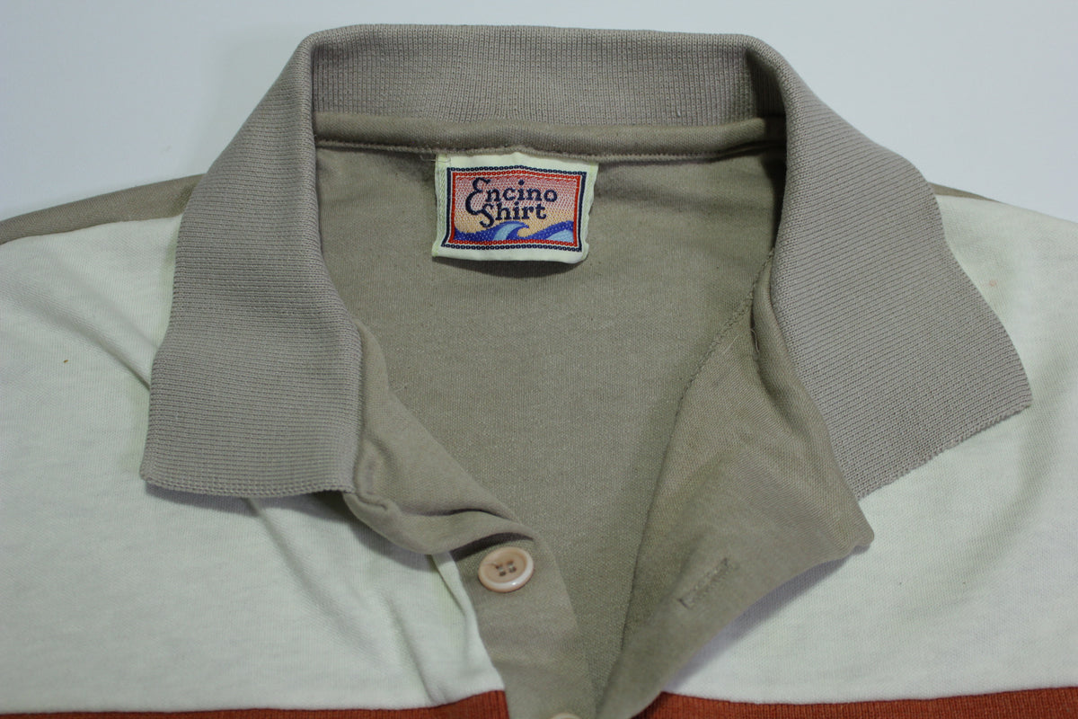 Encino Vintage 80's California Striped Golf Polo Shirt