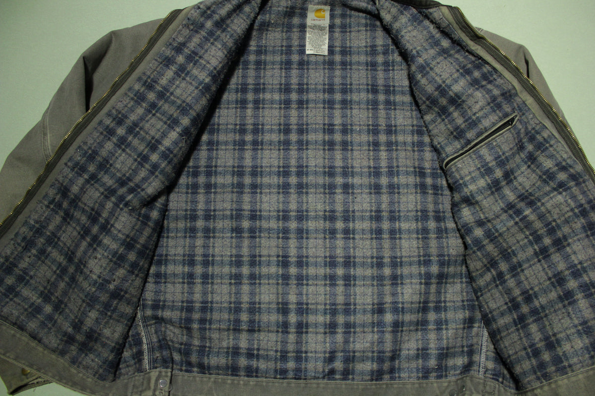 Carhartt J97 MTL Gray Vintage Flannel Lined Detroit XL Made in USA Work Jacket