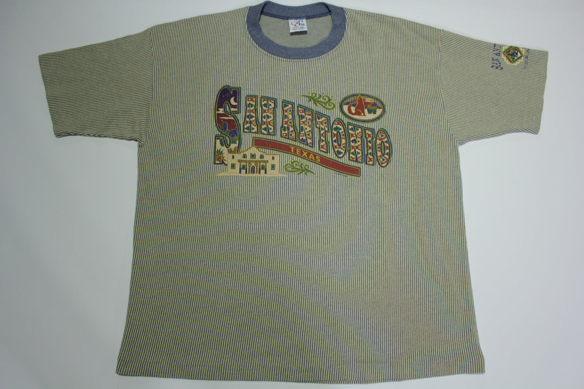 San Antonio Texas Vintage Striped Southwestern 90's Cal Cru Made in USA Tourist T-Shirt