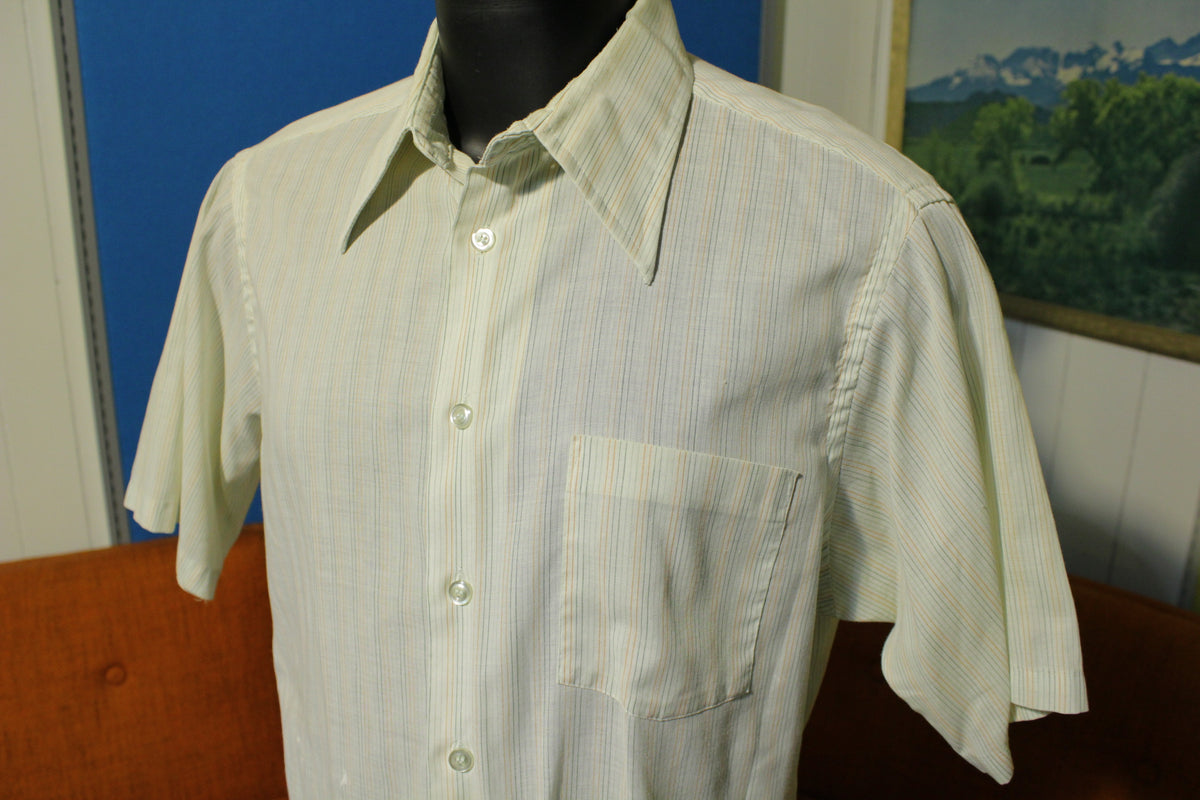 Kmart 70's Pinstriped Button Up Shirt.  Big Collar Short Sleeve.