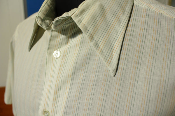 Kmart 70's Pinstriped Button Up Shirt.  Big Collar Short Sleeve.