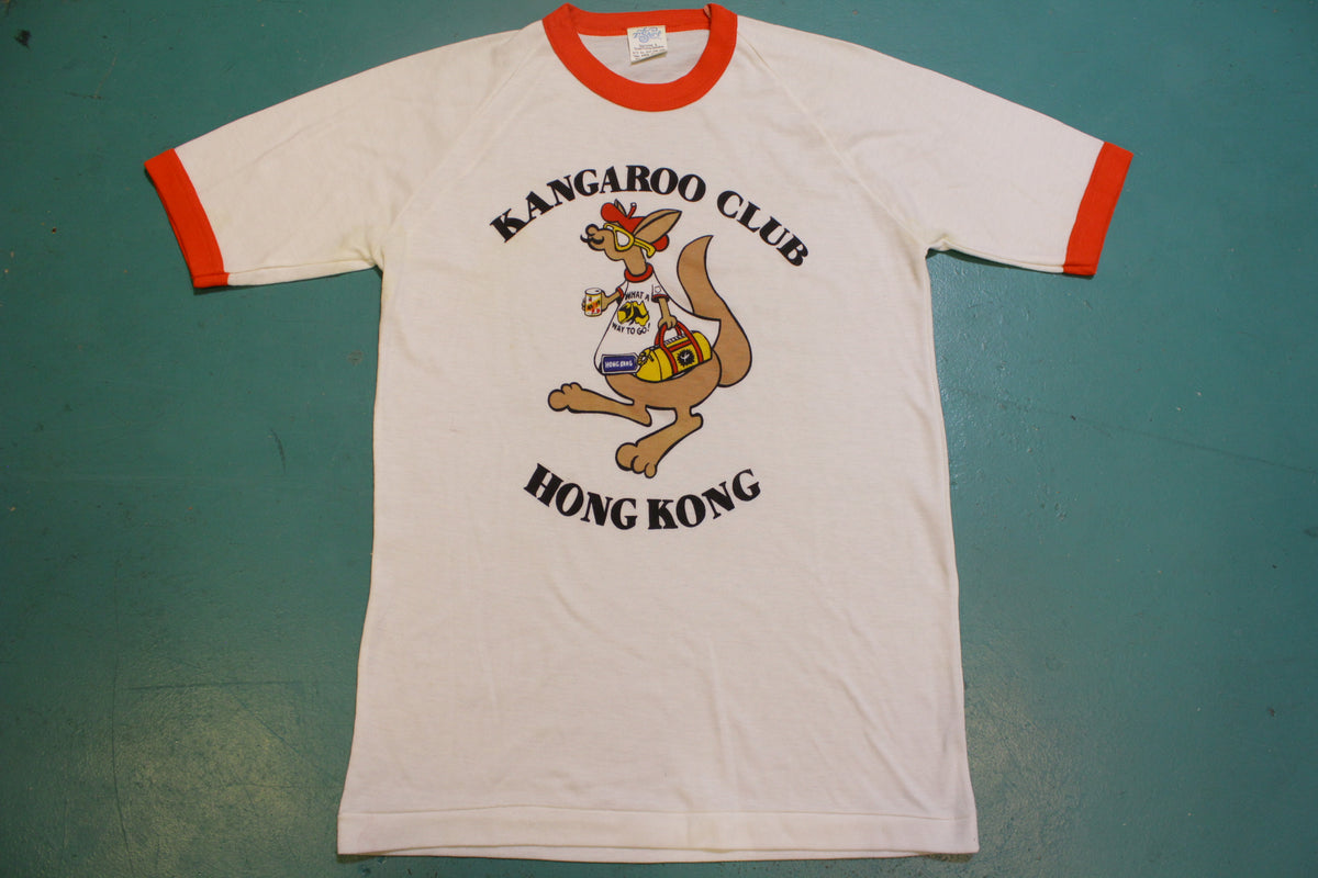 Kangaroo Club Hong Kong Vintage 80s Single Stitch Ringer Tourist T-Shirt