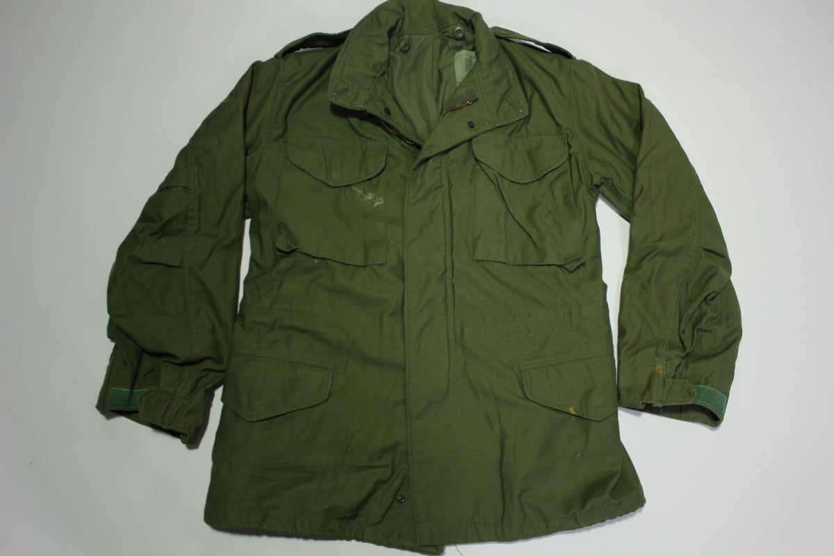 M-65 Vintage 1985 Cold Weather Field Jacket w/ Hood OG-107 80s Army Coat