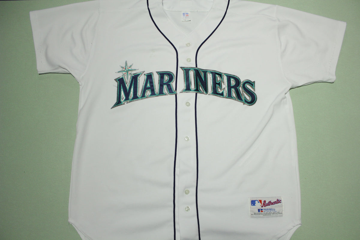 Seattle Mariners Blank Vintage 90's Russell Made in USA Button Up Jersey