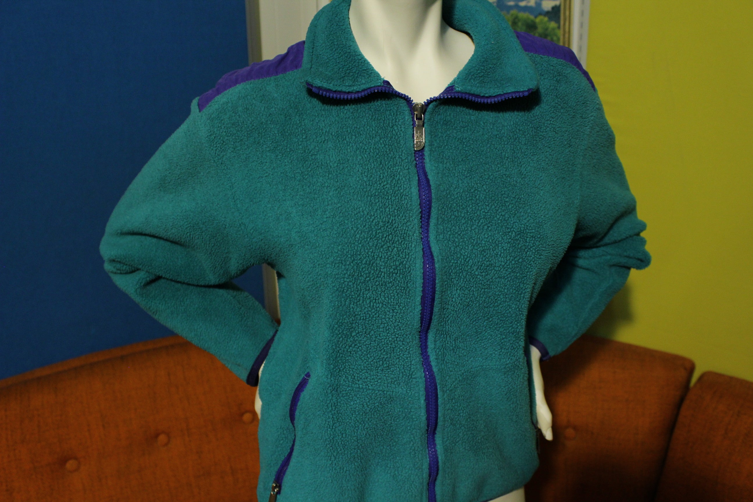 ヴィンテージ　TEAL ノースフェイス the north face マウンテンパーカー ジャケット　ティール　青緑　黒　サイズL 90s？