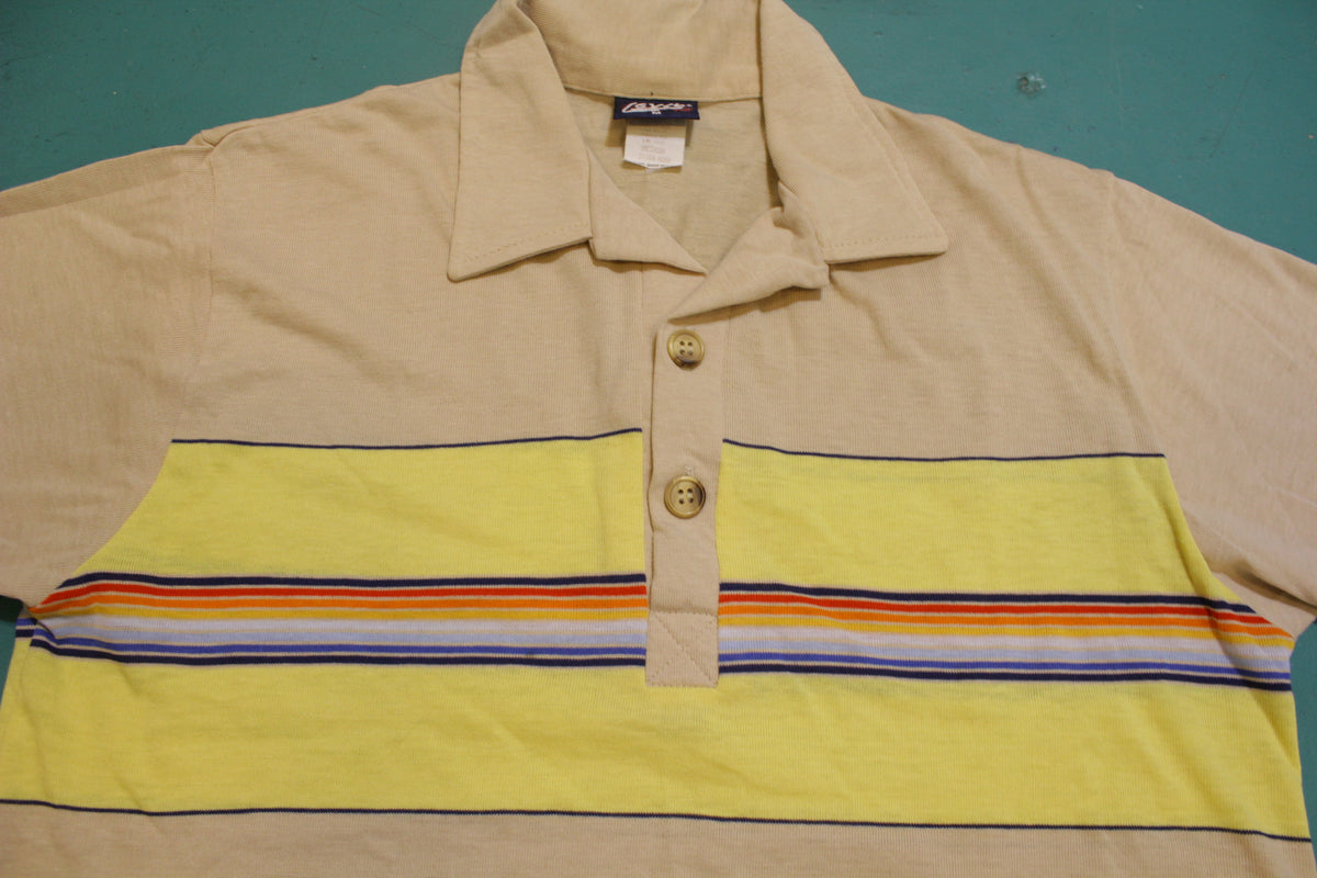 Levis 80's Vintage Single Stitch Hawaiian Striped Polo Shirt Made in USA