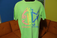 Waves Actionwear Campbell River BC 1989 Vintage Neon T-Shirt. XL TEE