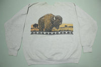 Buffalo Vintage 90's Gray Big Graphic Mid West Plains Crewneck Sweatshirt