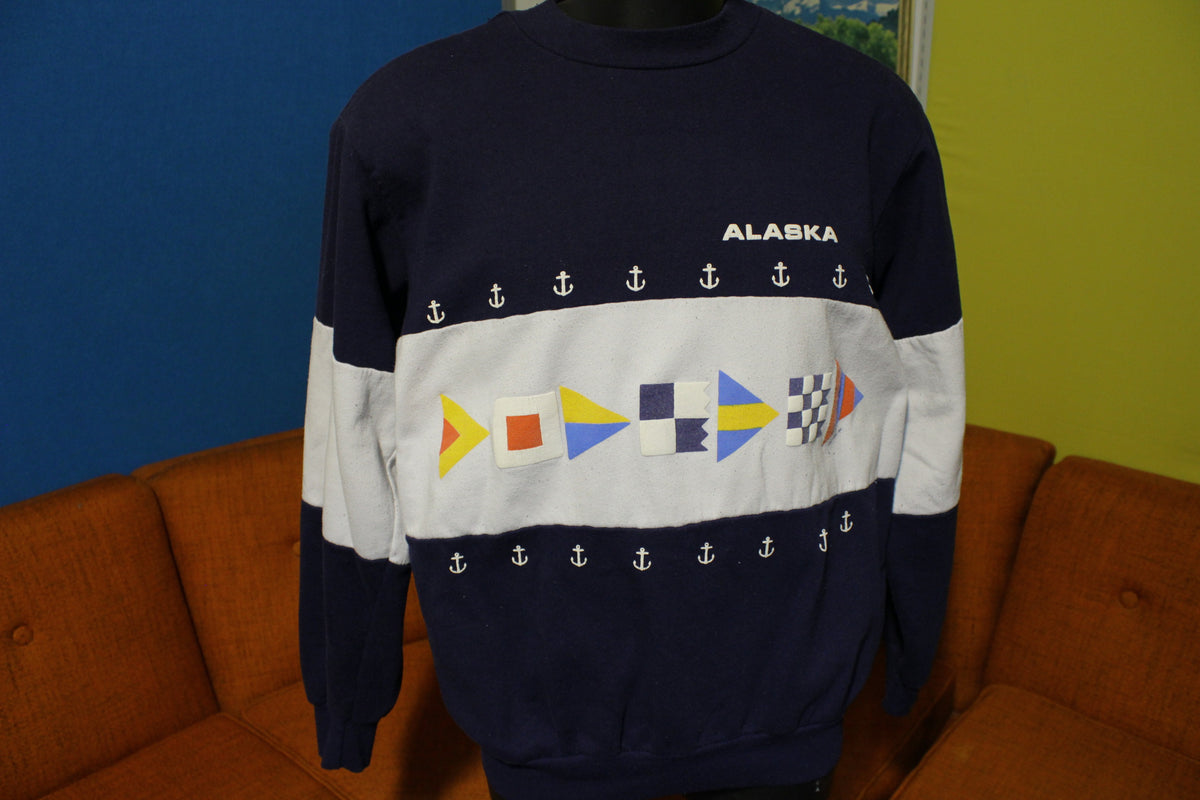 Alaska Anchor Nautical 1987 Vintage 80's Crewneck XL Graphic Sweatshirt.