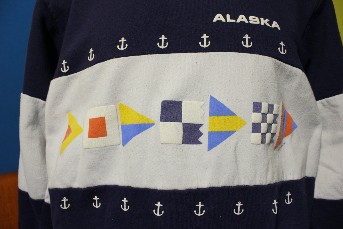 Alaska Anchor Nautical 1987 Vintage 80's Crewneck XL Graphic Sweatshirt.