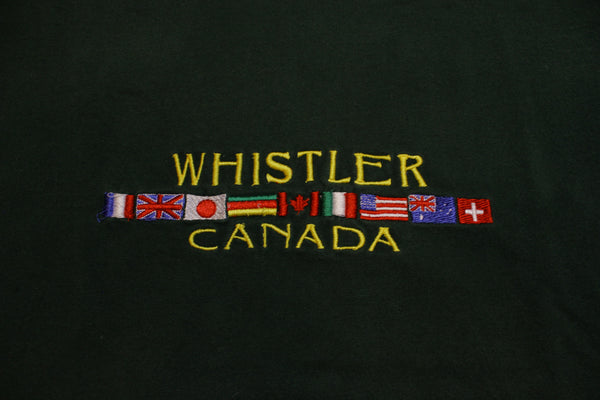 Whistler Canada World Flags T-Shirt Vintage 80's Single Stitch Embroidered T-Shirt