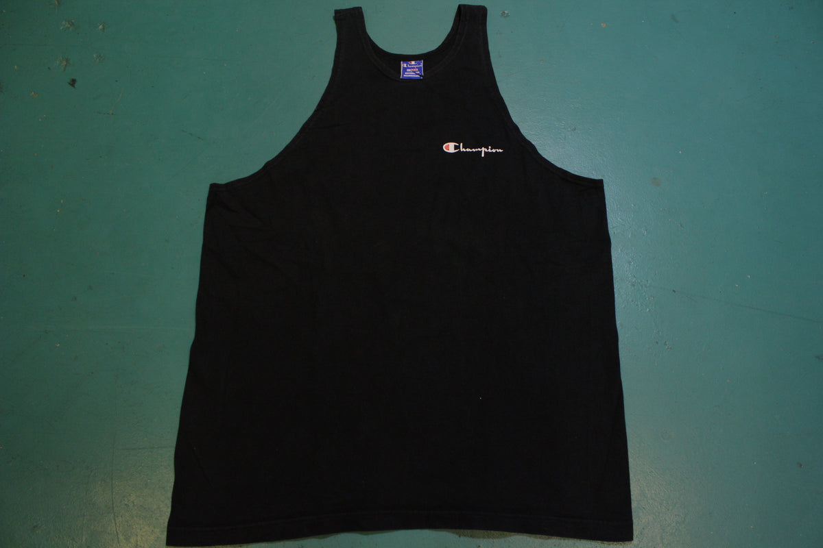 Champion 1990's Made in USA Black Faded Vintage T-Shirt Tank Top
