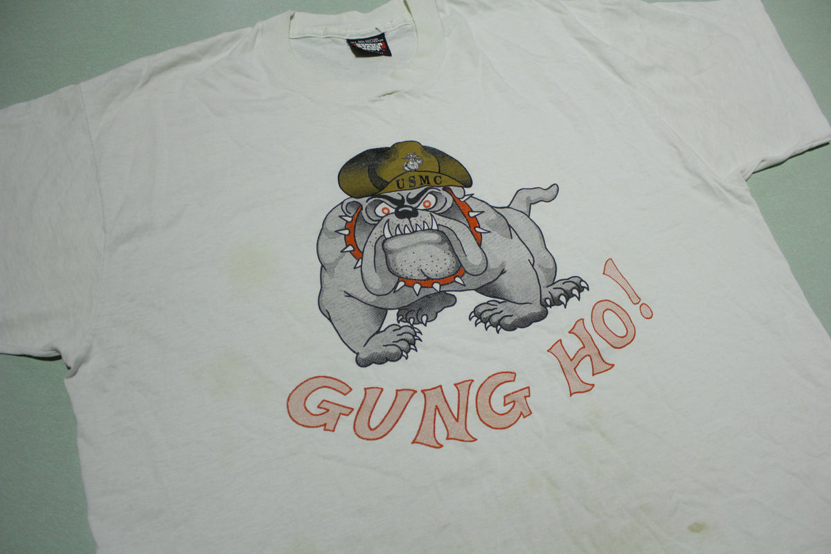 Gung Ho USMC United States Marines Bull Dog Vintage 80's T-Shirt