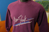 New York Vintage NYC 80's Sportswear 50/50 Purple Sweatshirt. Cracked Graphic