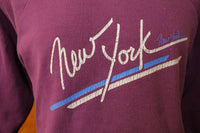 New York Vintage NYC 80's Sportswear 50/50 Purple Sweatshirt. Cracked Graphic