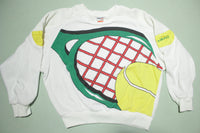Head Racquet Big Print Vintage 80's Crewneck Tennis Sweatshirt