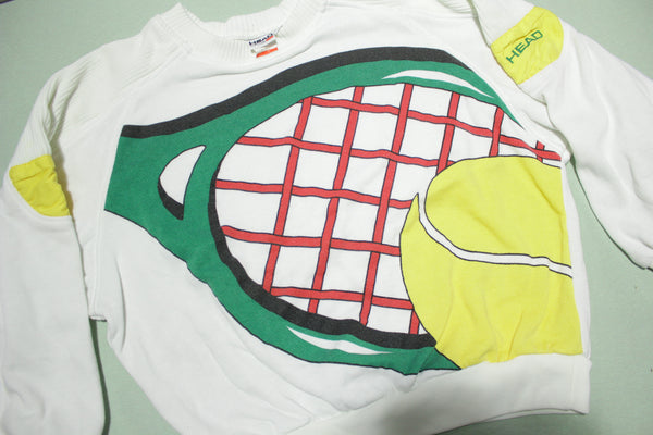 Head Racquet Big Print Vintage 80's Crewneck Tennis Sweatshirt