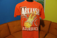 Arkansas Razorbacks Vintage 90's 50/50 Fire Ball Basketball T-Shirt. Soft College Tee